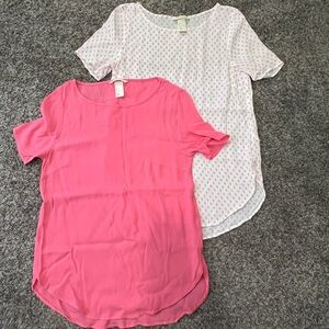 H&M Size 2 Blouses; Solid Pink and Pink Pattern